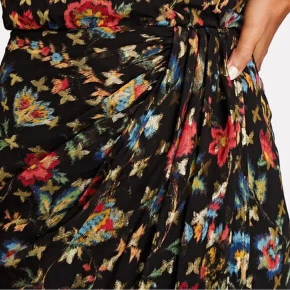 10 Crosby Derek Lam Midi DressSarongLexi LurexFloralBlack6NWT